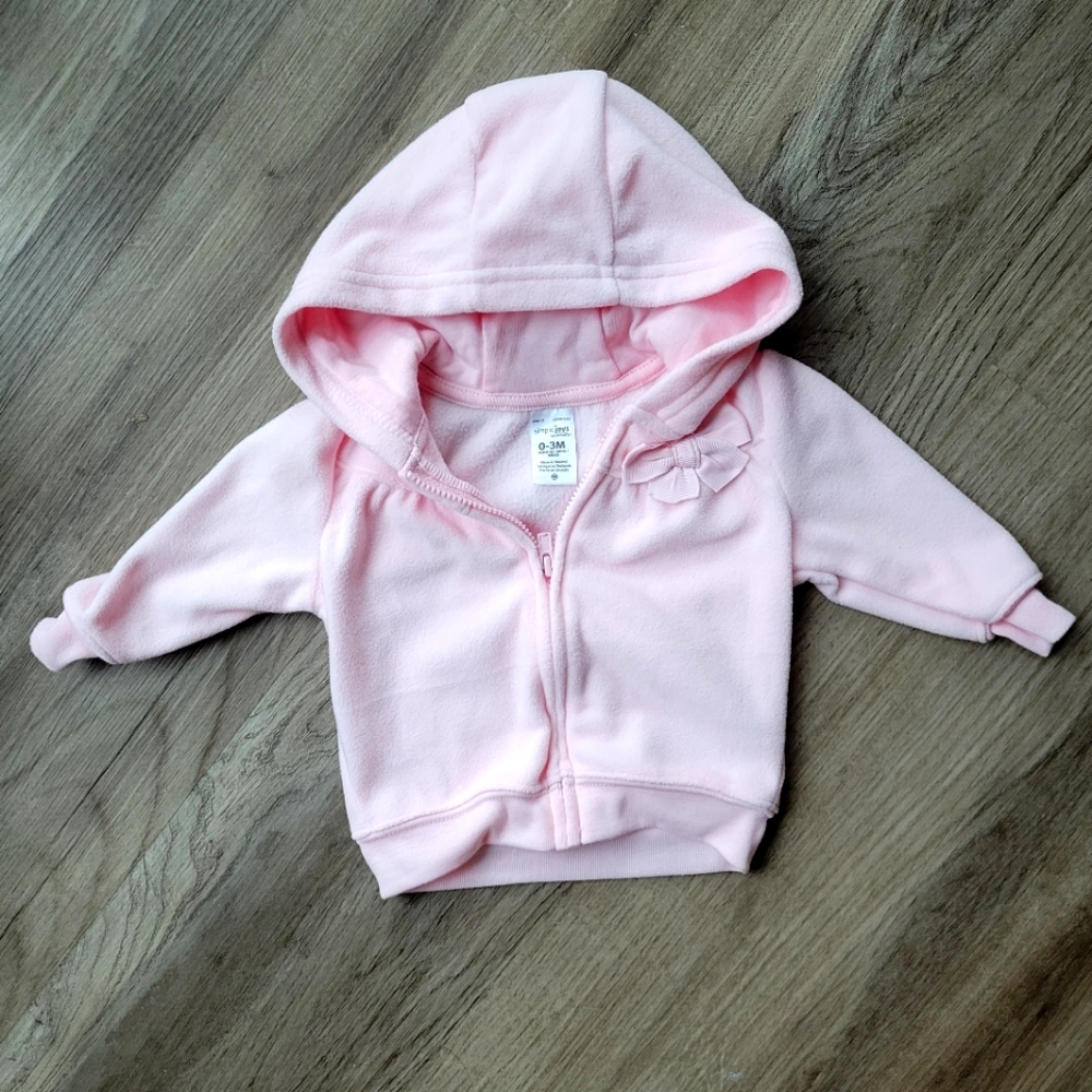 0-3m Pink Jacket & Gray Bodysuit Bundle